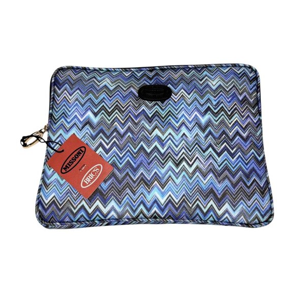 NWT Missoni For Bric’s Travel Laptop Tablet Case Blue Zigzag Italian Designer - Picture 1 of 14